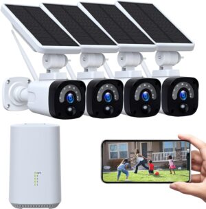 Camcamp Solar Home Security Camera System Wireless, 2K Solar Camera Security Outdoor, HDMI Output, PIR Human Detection, 2-Way Audio, Night Vision, IP65