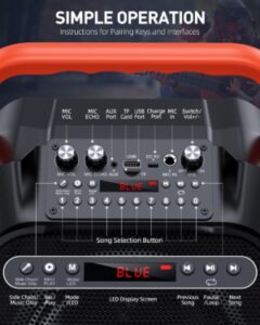MOYLEAF Karaoke Machine with Two Wireless Microphones Control Panel