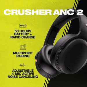 Skullcandy Crusher ANC 2 Over-Ear Noise Cancelling Wireless Headphones and Sensory Bass
