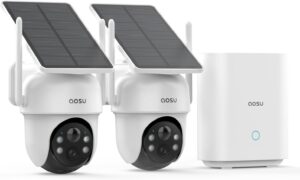 AOSU Security Cameras Outdoor Wireless, 2 Cam-Kit, No Subscription, Solar-Powered