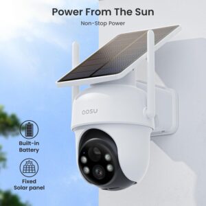AOSU Security Cameras Outdoor Wireless, 2 Cam-Kit, No Subscription, Solar-Powered, Home Security Cameras System