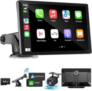 HAUXIY Wireless Carplay Touchscreen with 2.5K Dash Cam, 9Portable Apple Carplay & Android
